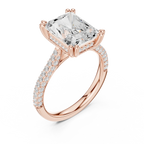 4.62 CTW Radiant Cut Lab Grown Diamond Multi-Row Pave Hidden Halo Wedding Ring