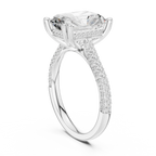 4.62 CTW Radiant Cut Lab Grown Diamond Multi-Row Pave Hidden Halo Wedding Ring