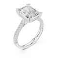 4.62 CTW Radiant Cut Lab Grown Diamond Multi-Row Pave Hidden Halo Wedding Ring