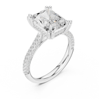 4.62 CTW Radiant Cut Lab Grown Diamond Multi-Row Pave Hidden Halo Wedding Ring