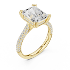 4.62 CTW Radiant Cut Lab Grown Diamond Multi-Row Pave Hidden Halo Wedding Ring