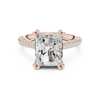 4.62 CTW Radiant Cut Lab Grown Diamond Multi-Row Pave Hidden Halo Wedding Ring