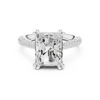4.62 CTW Radiant Cut Lab Grown Diamond Multi-Row Pave Hidden Halo Wedding Ring