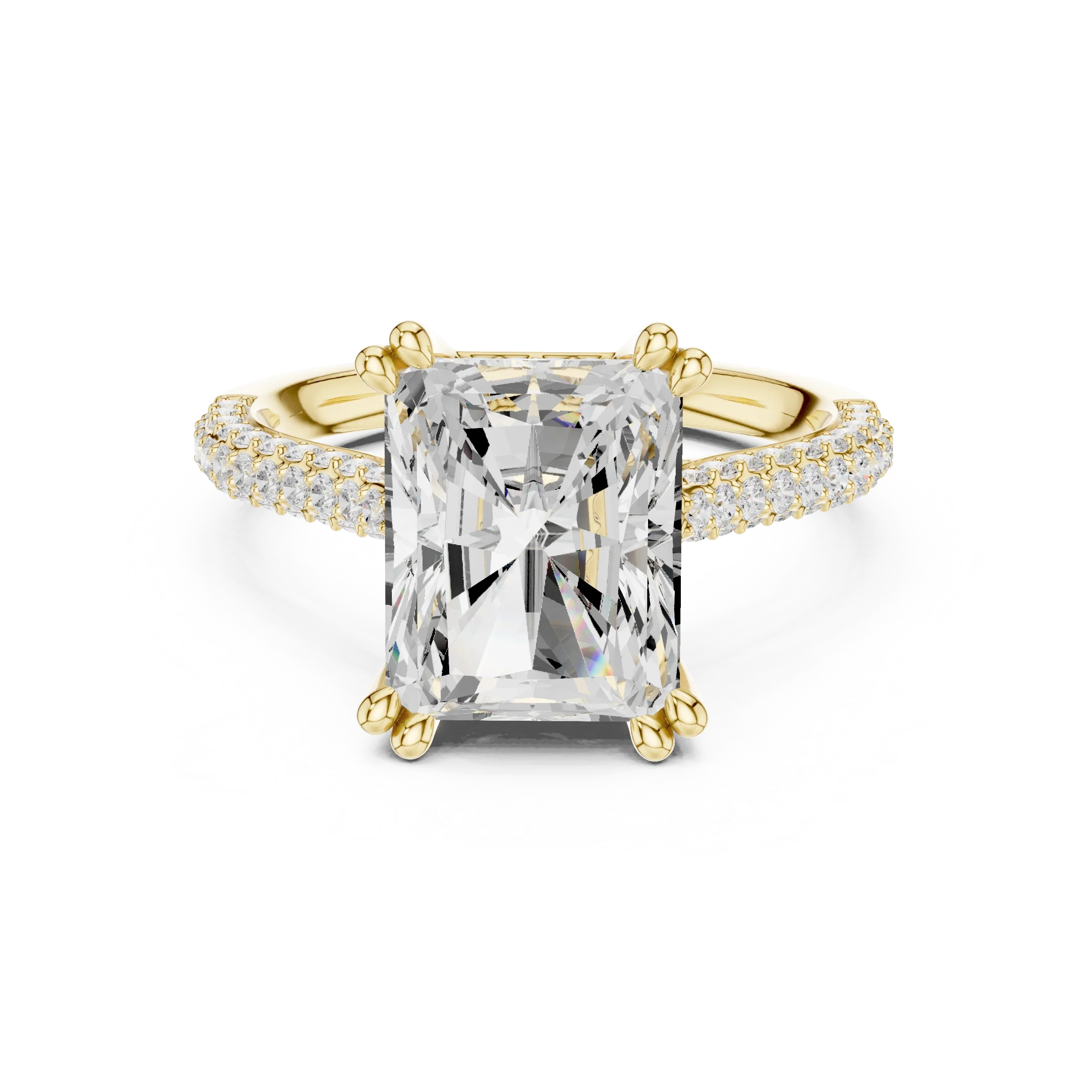 4.62 CTW Radiant Cut Lab Grown Diamond Multi-Row Pave Hidden Halo Wedding Ring
