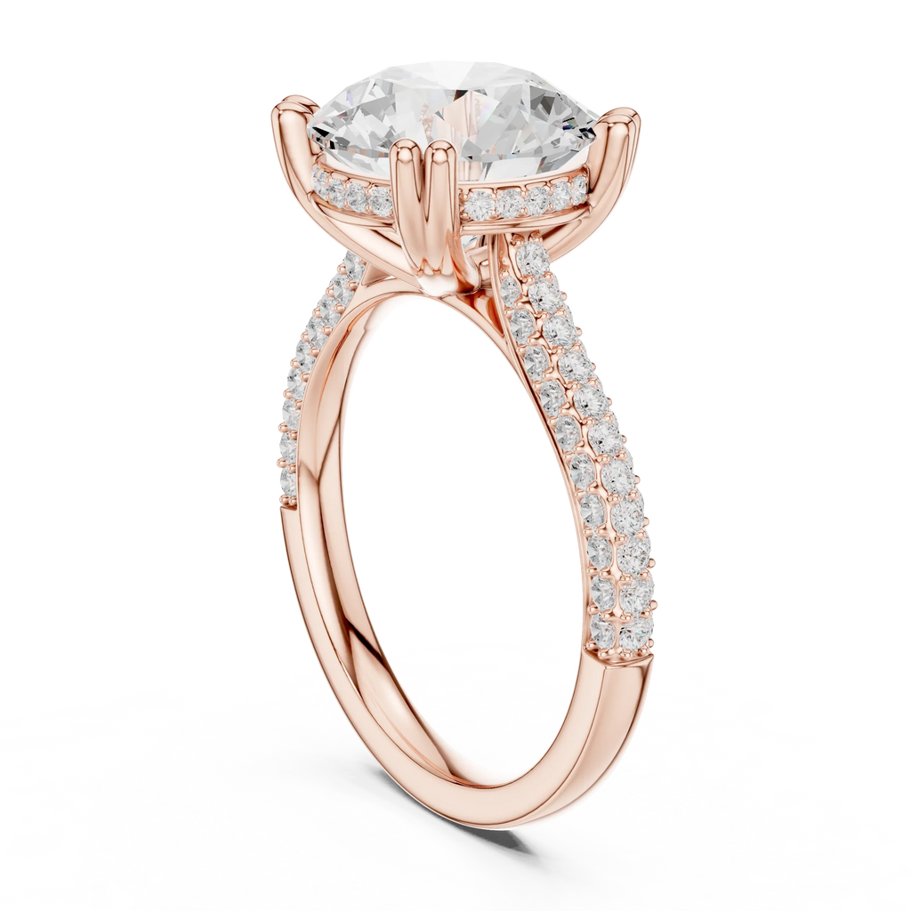 4.62 CTW Round Cut Lab Grown Diamond Multi-Row Pave Hidden Halo Wedding Ring