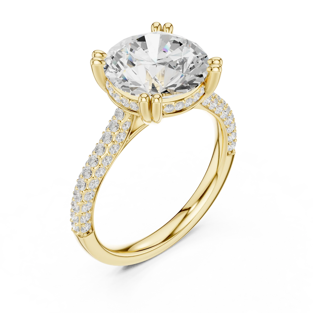 4.62 CTW Round Cut Lab Grown Diamond Multi-Row Pave Hidden Halo Wedding Ring