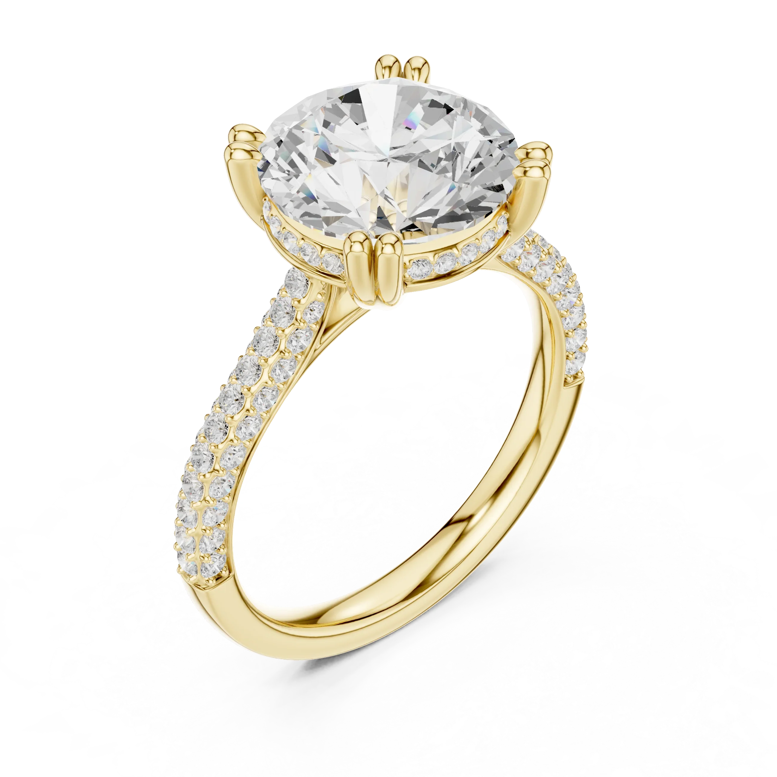 4.62 CTW Round Cut Lab Grown Diamond Multi-Row Pave Hidden Halo Wedding Ring
