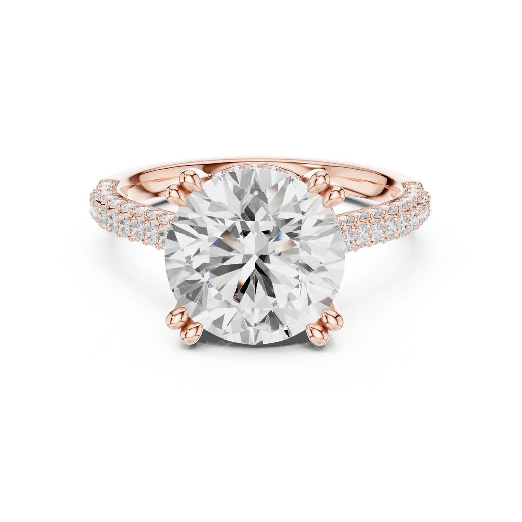 4.62 CTW Round Cut Lab Grown Diamond Multi-Row Pave Hidden Halo Wedding Ring