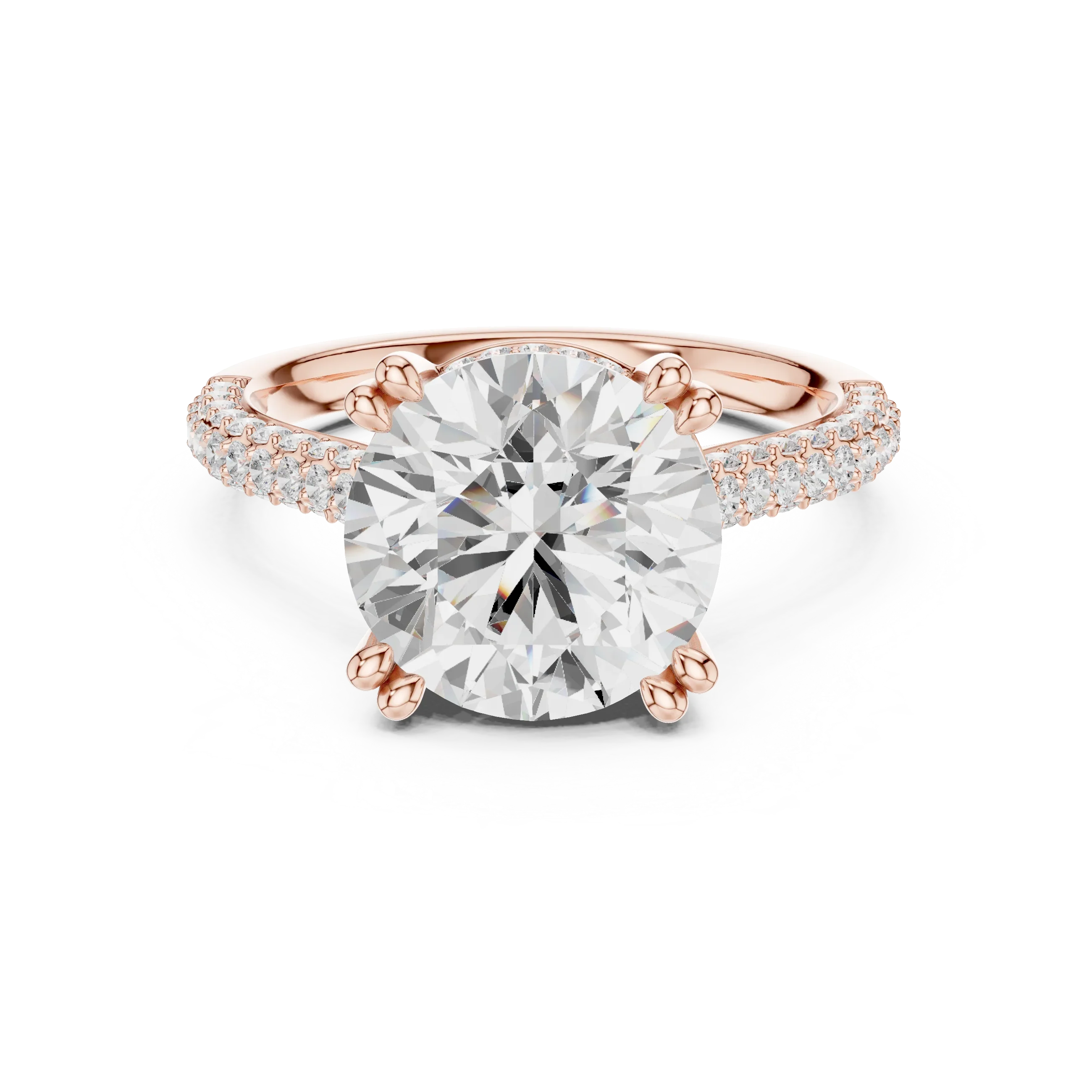 4.62 CTW Round Cut Lab Grown Diamond Multi-Row Pave Hidden Halo Wedding Ring