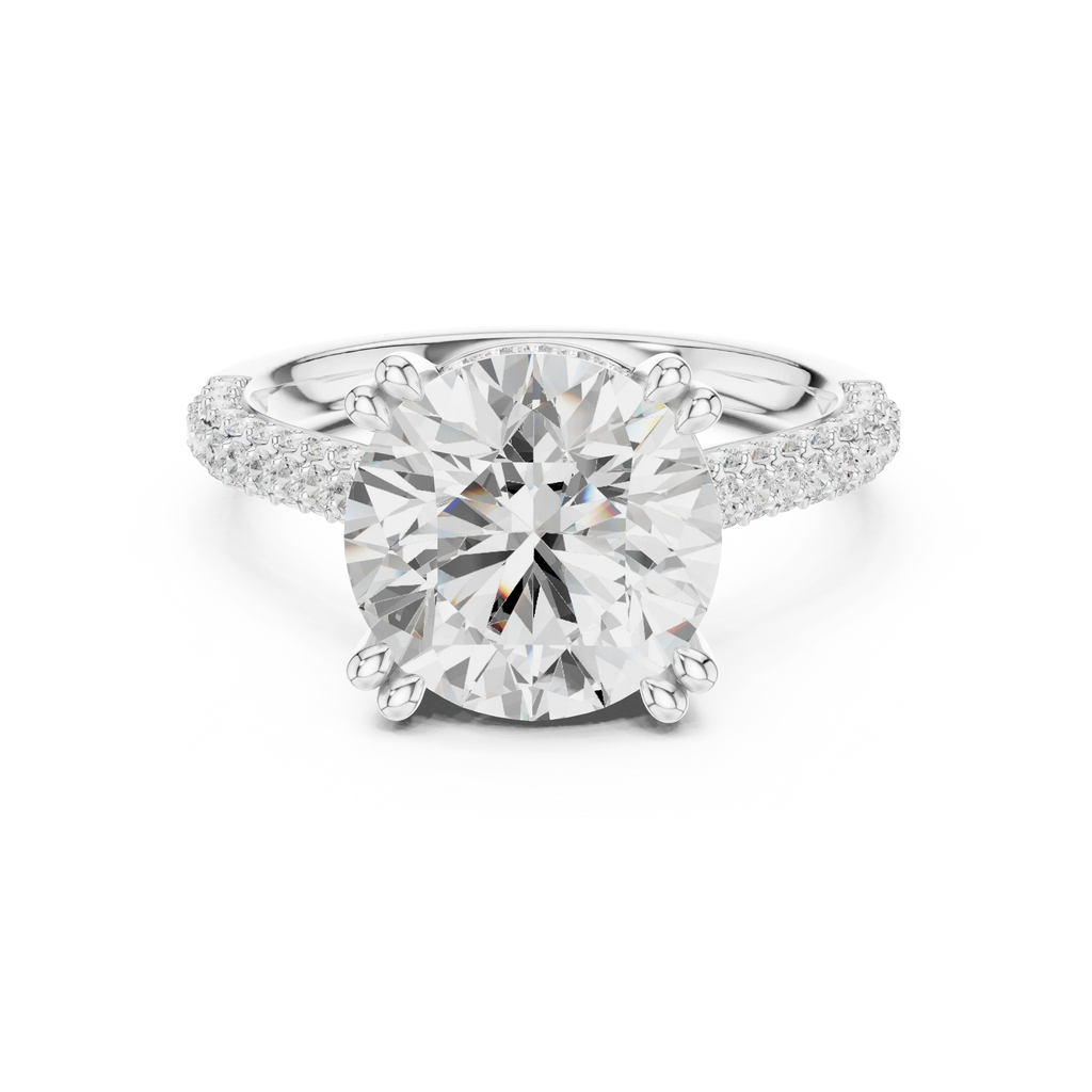 4.62 CTW Round Cut Lab Grown Diamond Multi-Row Pave Hidden Halo Wedding Ring
