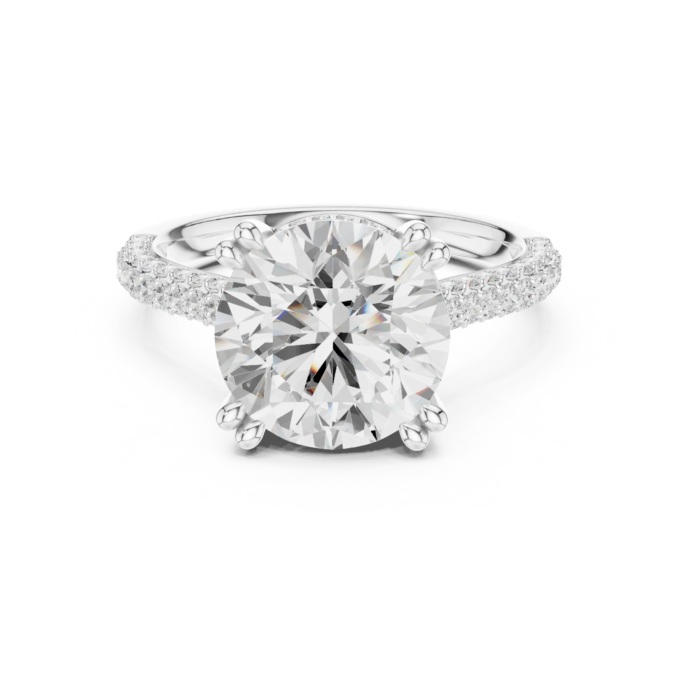 4.62 CTW Round Cut Lab Grown Diamond Multi-Row Pave Hidden Halo Wedding Ring