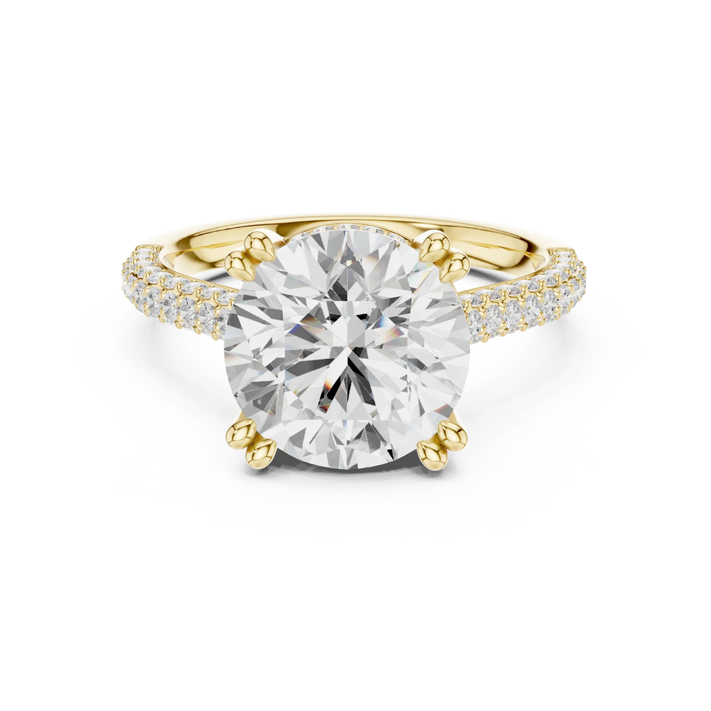 4.62 CTW Round Cut Lab Grown Diamond Multi-Row Pave Hidden Halo Wedding Ring