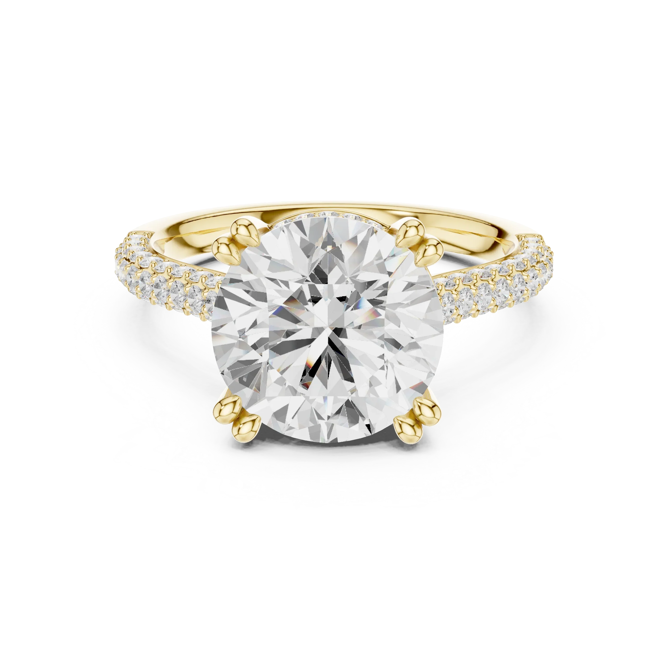 4.62 CTW Round Cut Lab Grown Diamond Multi-Row Pave Hidden Halo Wedding Ring