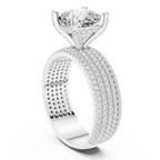 14K White Gold 4.26 CTW Cushion Cut Lab Grown Multi-Row Hidden Halo Engagement Diamond Ring