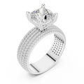 14K White Gold 4.26 CTW Cushion Cut Lab Grown Multi-Row Hidden Halo Engagement Diamond Ring