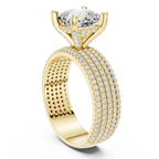 14K White Gold 4.26 CTW Cushion Cut Lab Grown Multi-Row Hidden Halo Engagement Diamond Ring