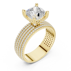 14K White Gold 4.26 CTW Cushion Cut Lab Grown Multi-Row Hidden Halo Engagement Diamond Ring