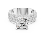 14K White Gold 4.26 CTW Cushion Cut Lab Grown Multi-Row Hidden Halo Engagement Diamond Ring