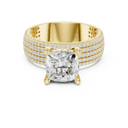 14K White Gold 4.26 CTW Cushion Cut Lab Grown Multi-Row Hidden Halo Engagement Diamond Ring
