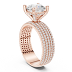 14K White Gold 4.26 CTW Round Cut Lab Grown Multi-Row Hidden Halo Engagement Diamond Ring