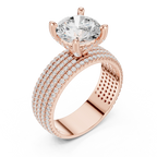 14K White Gold 4.26 CTW Round Cut Lab Grown Multi-Row Hidden Halo Engagement Diamond Ring