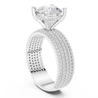 14K White Gold 4.26 CTW Round Cut Lab Grown Multi-Row Hidden Halo Engagement Diamond Ring