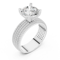 14K White Gold 4.26 CTW Round Cut Lab Grown Multi-Row Hidden Halo Engagement Diamond Ring