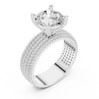 14K White Gold 4.26 CTW Round Cut Lab Grown Multi-Row Hidden Halo Engagement Diamond Ring
