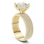 14K White Gold 4.26 CTW Round Cut Lab Grown Multi-Row Hidden Halo Engagement Diamond Ring