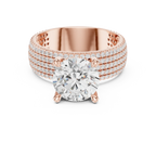 14K White Gold 4.26 CTW Round Cut Lab Grown Multi-Row Hidden Halo Engagement Diamond Ring