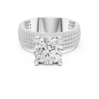 14K White Gold 4.26 CTW Round Cut Lab Grown Multi-Row Hidden Halo Engagement Diamond Ring