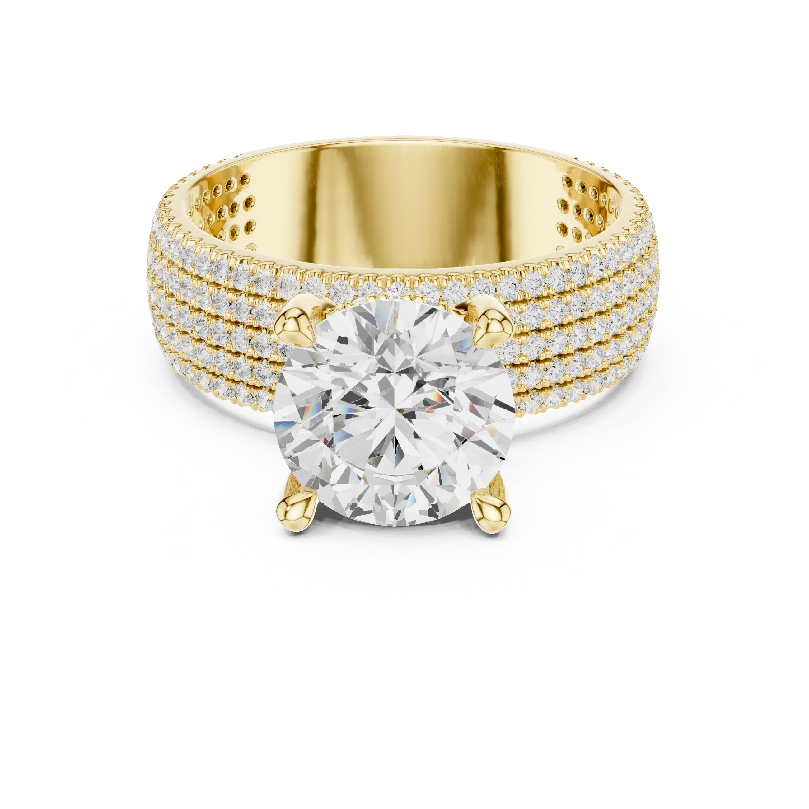 14K White Gold 4.26 CTW Round Cut Lab Grown Multi-Row Hidden Halo Engagement Diamond Ring
