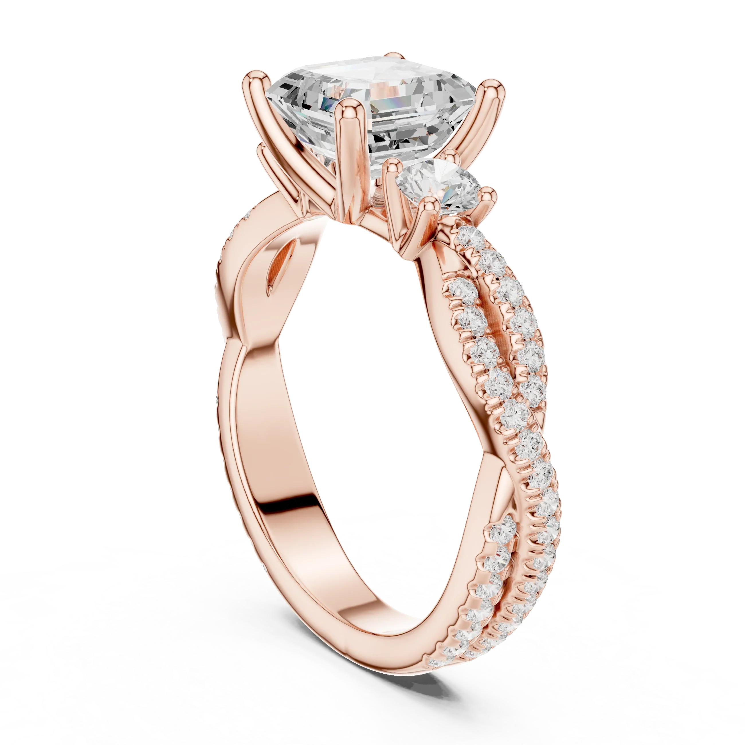 2.81 CTW Asscher Cut Classic Pavé Moissanite Halo Engagement Diamond Ring in 10K White Gold