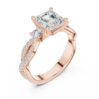 2.81 CTW Asscher Cut Classic Pavé Moissanite Halo Engagement Diamond Ring in 10K White Gold