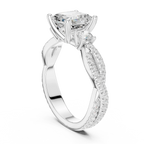 2.81 CTW Asscher Cut Classic Pavé Moissanite Halo Engagement Diamond Ring in 10K White Gold