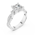2.81 CTW Asscher Cut Classic Pavé Moissanite Halo Engagement Diamond Ring in 10K White Gold