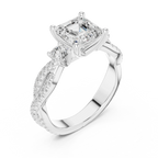 2.81 CTW Asscher Cut Classic Pavé Moissanite Halo Engagement Diamond Ring in 10K White Gold
