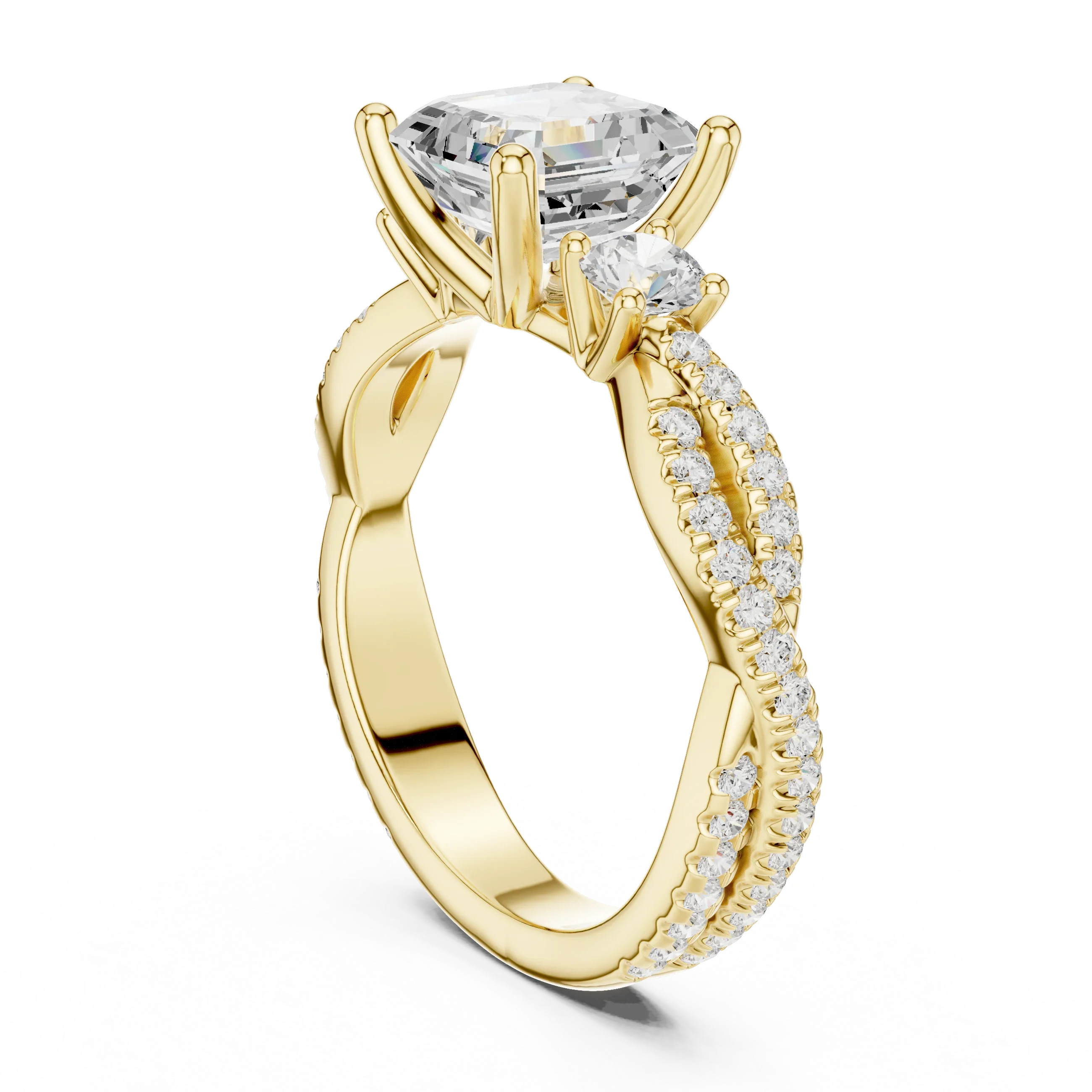 2.81 CTW Asscher Cut Classic Pavé Moissanite Halo Engagement Diamond Ring in 10K White Gold