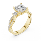 2.81 CTW Asscher Cut Classic Pavé Moissanite Halo Engagement Diamond Ring in 10K White Gold