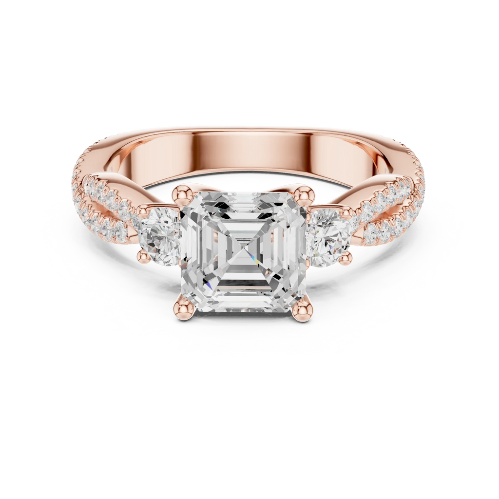 2.81 CTW Asscher Cut Classic Pavé Moissanite Halo Engagement Diamond Ring in 10K White Gold