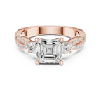 2.81 CTW Asscher Cut Classic Pavé Moissanite Halo Engagement Diamond Ring in 10K White Gold