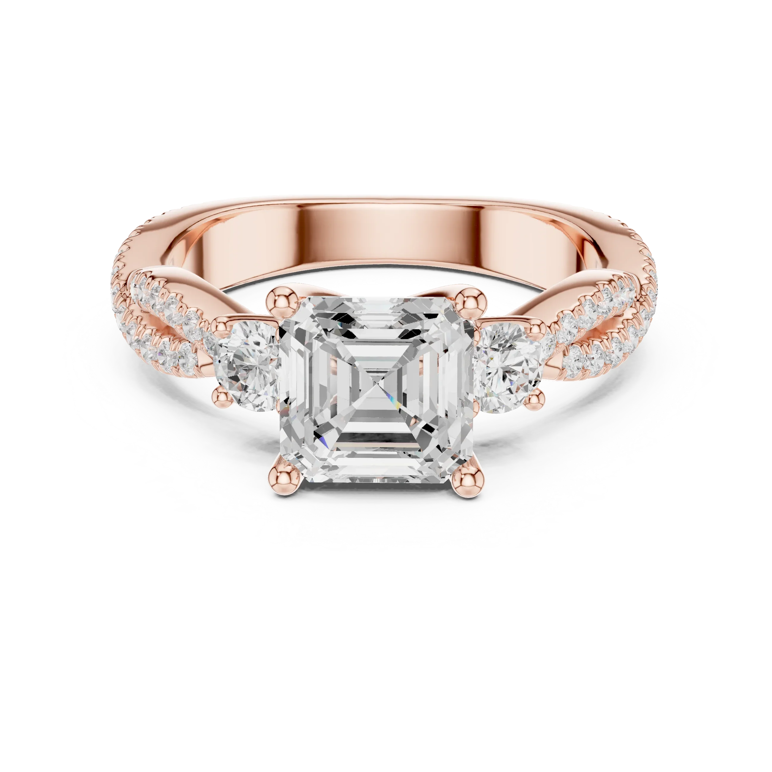 2.81 CTW Asscher Cut Classic Pavé Moissanite Halo Engagement Diamond Ring in 10K White Gold