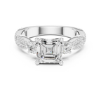 2.81 CTW Asscher Cut Classic Pavé Moissanite Halo Engagement Diamond Ring in 10K White Gold