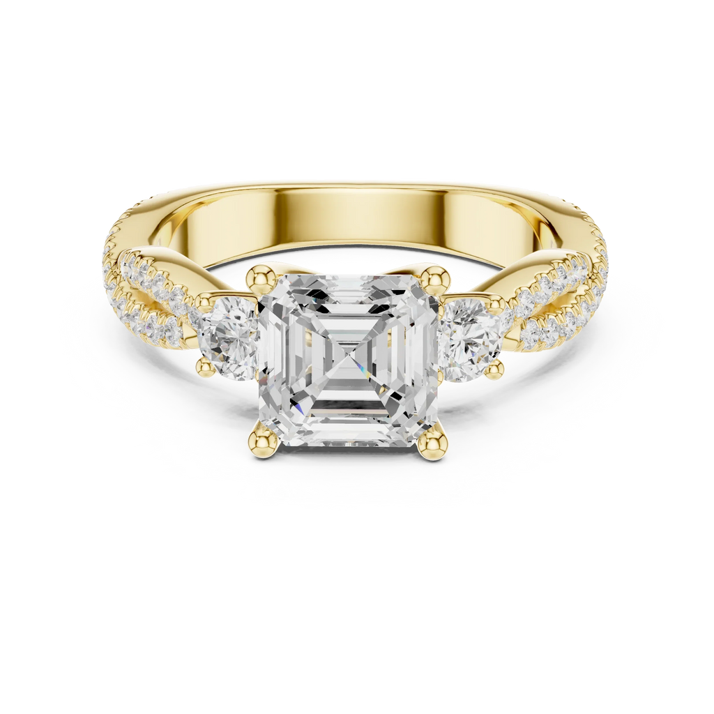 2.81 CTW Asscher Cut Classic Pavé Moissanite Halo Engagement Diamond Ring in 10K White Gold