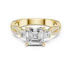 2.81 CTW Asscher Cut Classic Pavé Moissanite Halo Engagement Diamond Ring in 10K White Gold