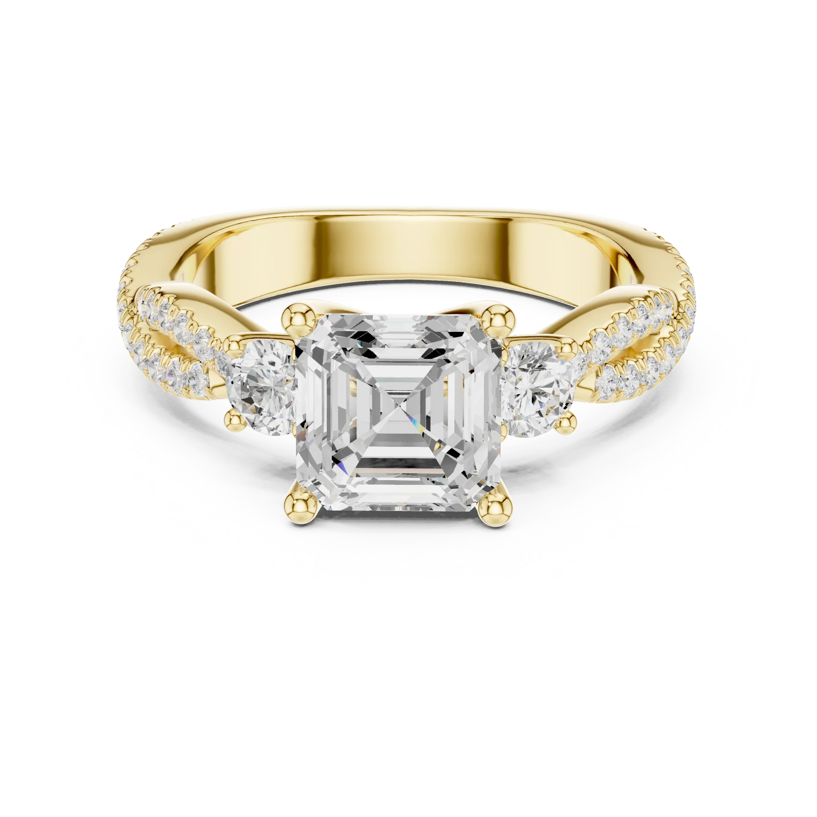 2.81 CTW Asscher Cut Classic Pavé Moissanite Halo Engagement Diamond Ring in 10K White Gold