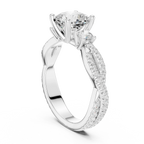 2.81 CTW Cushion Cut Classic Pavé Moissanite Halo Engagement Diamond Ring in 10K White Gold