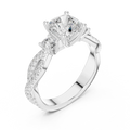 2.81 CTW Cushion Cut Classic Pavé Moissanite Halo Engagement Diamond Ring in 10K White Gold