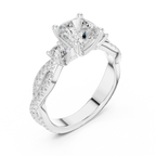 2.81 CTW Cushion Cut Classic Pavé Moissanite Halo Engagement Diamond Ring in 10K White Gold