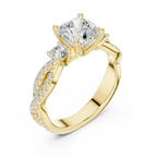 2.81 CTW Cushion Cut Classic Pavé Moissanite Halo Engagement Diamond Ring in 10K White Gold